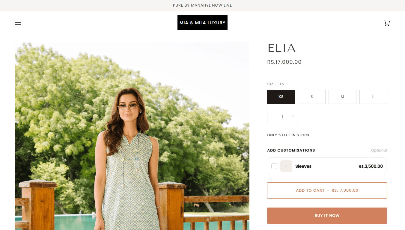 Custom Shopify product add-ons section